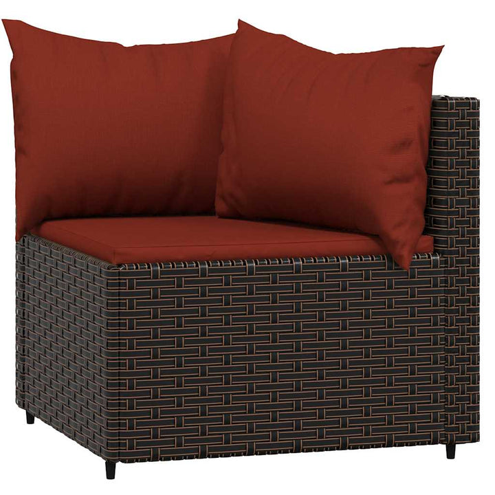 loungesæt til haven 3 dele med hynder polyrattan brun