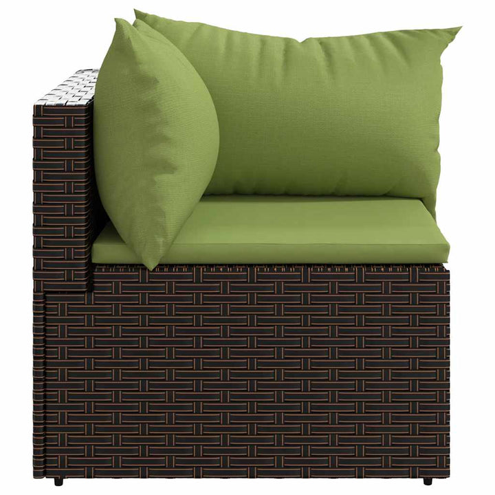 hjørnemodul til havesofa med hynder polyrattan brun