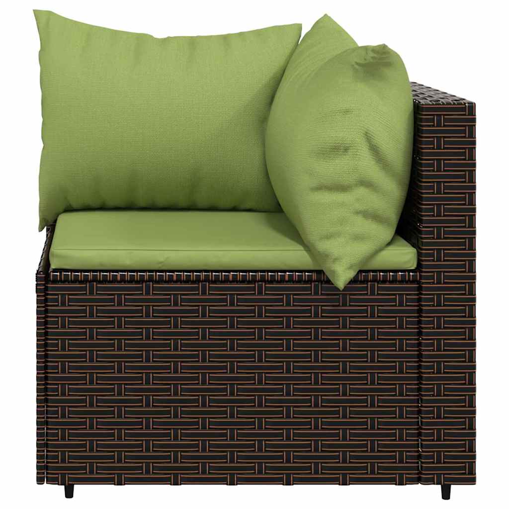 hjørnemodul til havesofa med hynder polyrattan brun