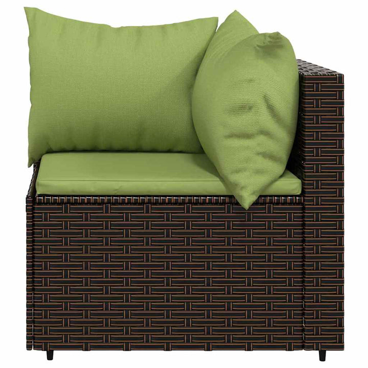 hjørnemodul til havesofa med hynder polyrattan brun