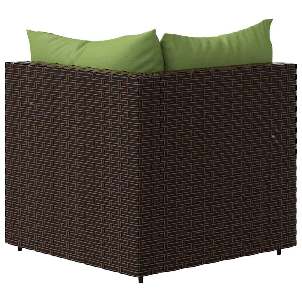 hjørnemodul til havesofa med hynder polyrattan brun