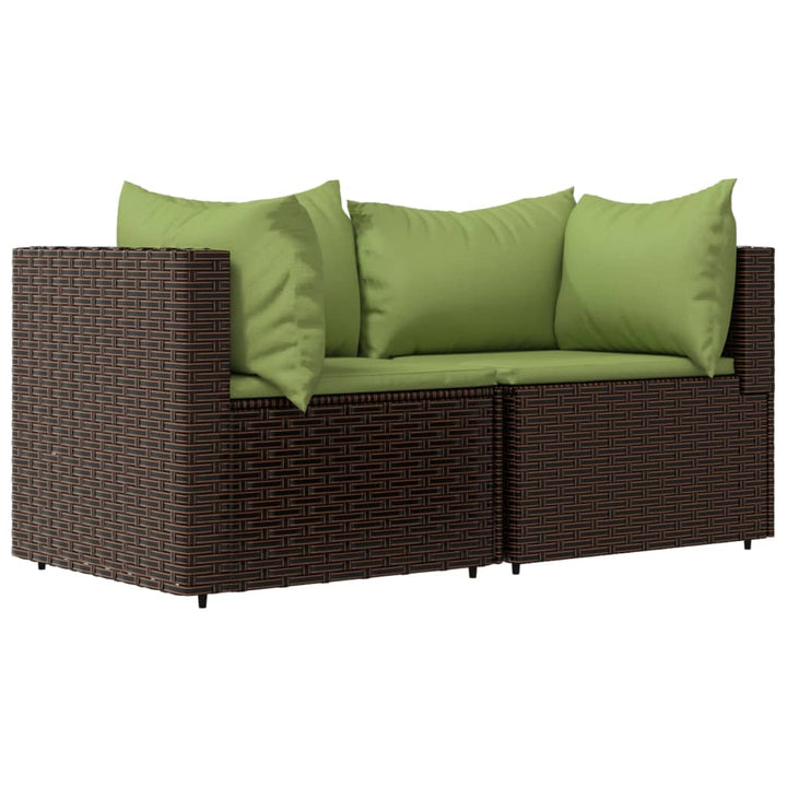 hjørnemoduler til havesofa 2 stk. med hynder polyrattan brun