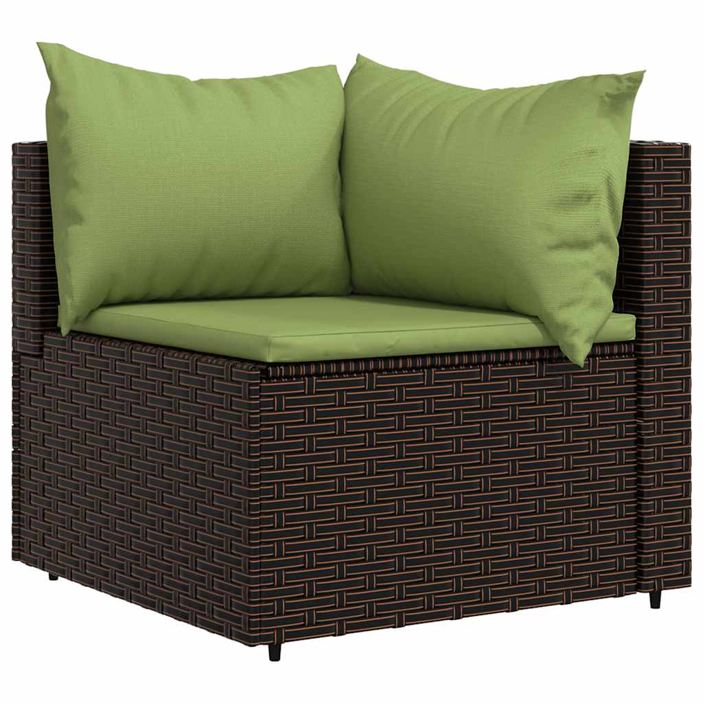hjørnemoduler til havesofa 2 stk. med hynder polyrattan brun