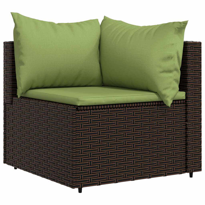 hjørnemoduler til havesofa 2 stk. med hynder polyrattan brun