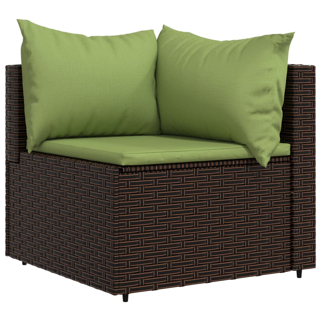 hjørnemoduler til havesofa 2 stk. med hynder polyrattan brun