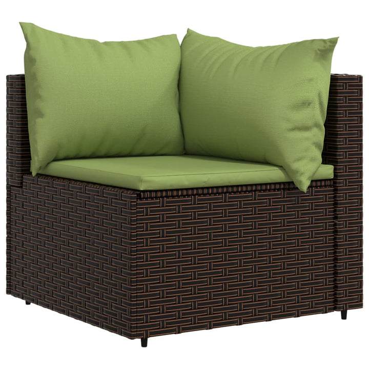 hjørnemoduler til havesofa 2 stk. med hynder polyrattan brun