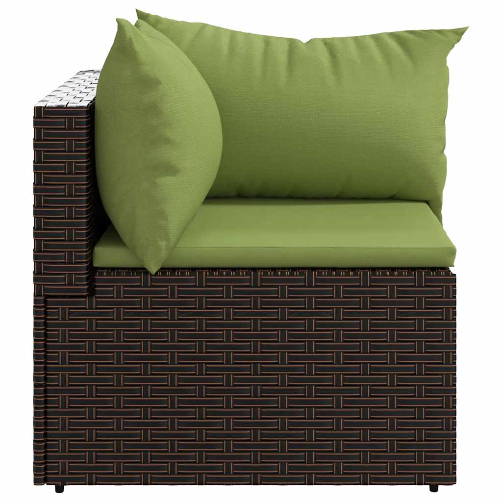 hjørnemoduler til havesofa 2 stk. med hynder polyrattan brun