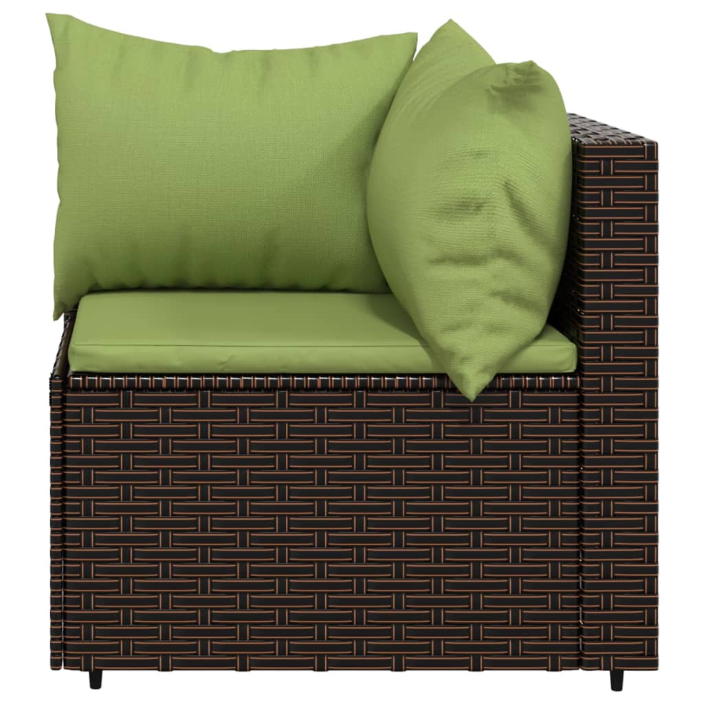 hjørnemoduler til havesofa 2 stk. med hynder polyrattan brun
