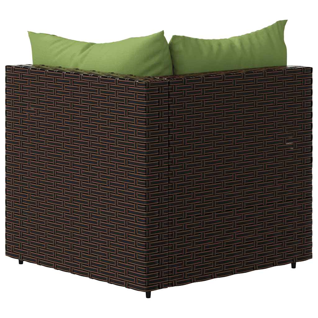hjørnemoduler til havesofa 2 stk. med hynder polyrattan brun