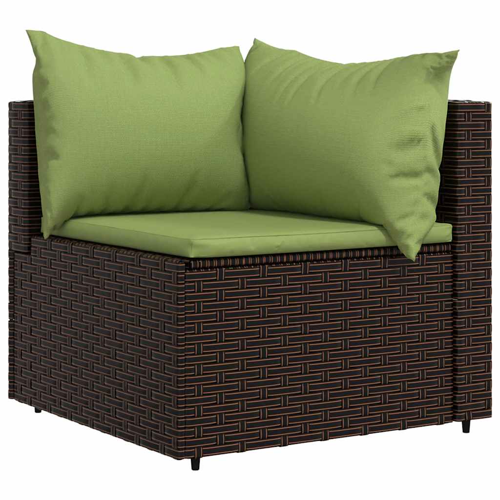loungesæt til haven 3 dele med hynder polyrattan brun