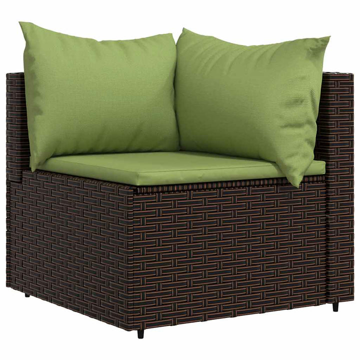 loungesæt til haven 3 dele med hynder polyrattan brun