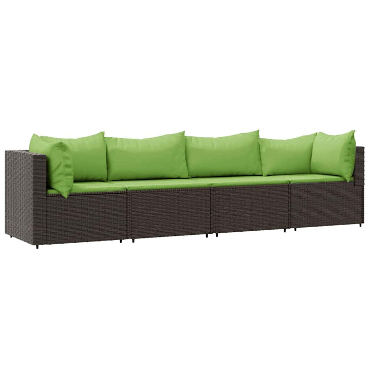 loungesæt til haven 4 dele med hynder polyrattan brun
