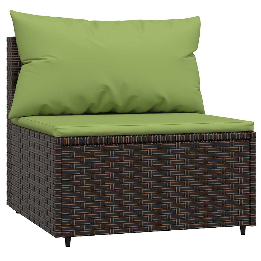 midtermodul til havesofa med hynde polyrattan brun