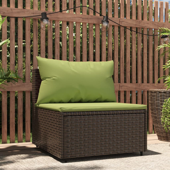 midtermodul til havesofa med hynde polyrattan brun