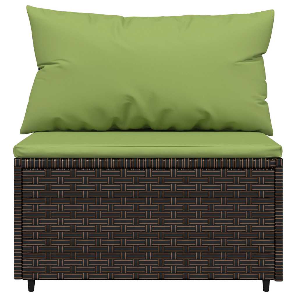 midtermoduler til havesofa 2 stk. med hynder polyrattan brun
