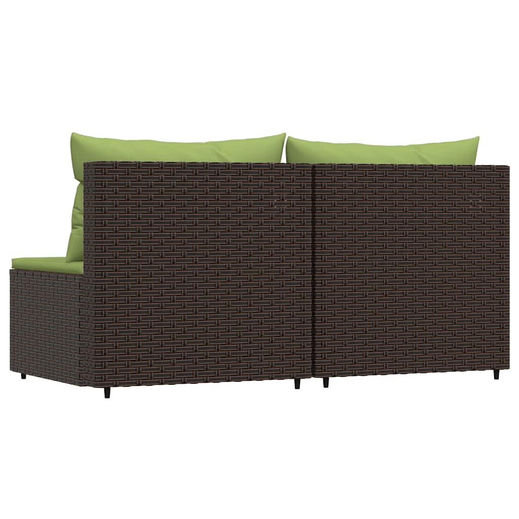 midtermoduler til havesofa 2 stk. med hynder polyrattan brun