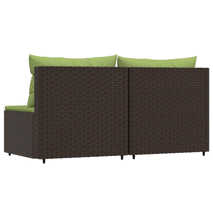 midtermoduler til havesofa 2 stk. med hynder polyrattan brun