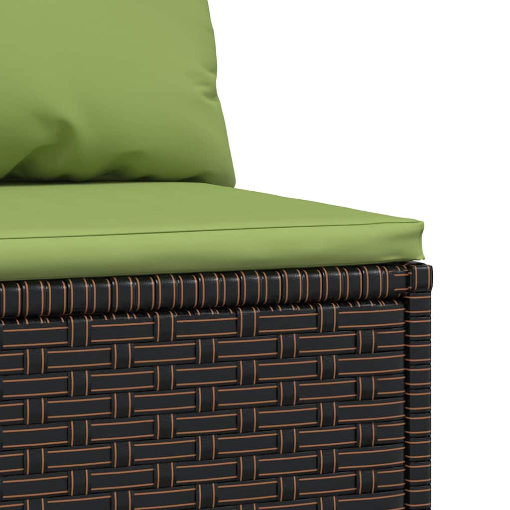midtermoduler til havesofa 2 stk. med hynder polyrattan brun