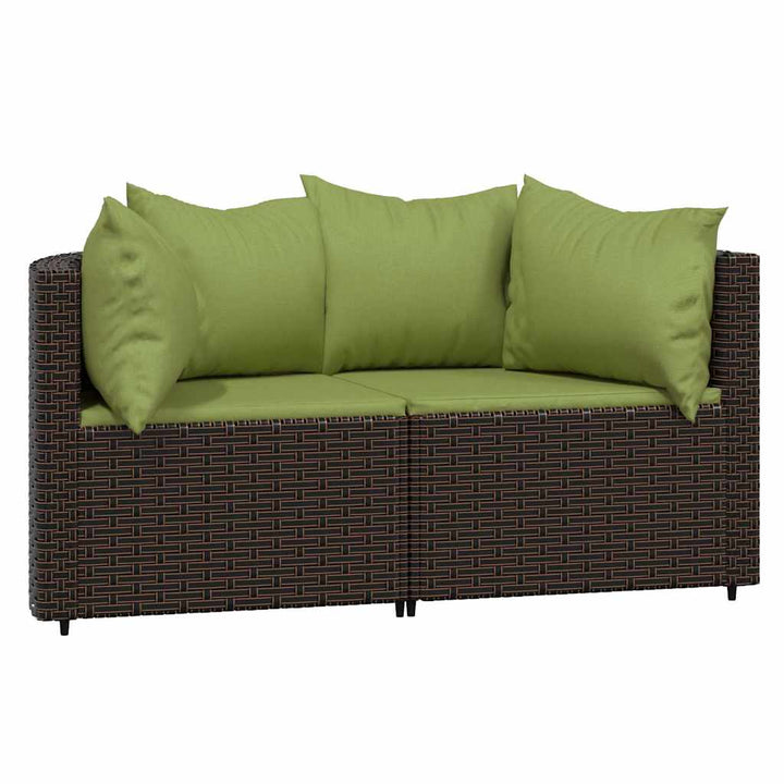 hjørnemoduler til havesofa 2 stk. med hynder polyrattan brun