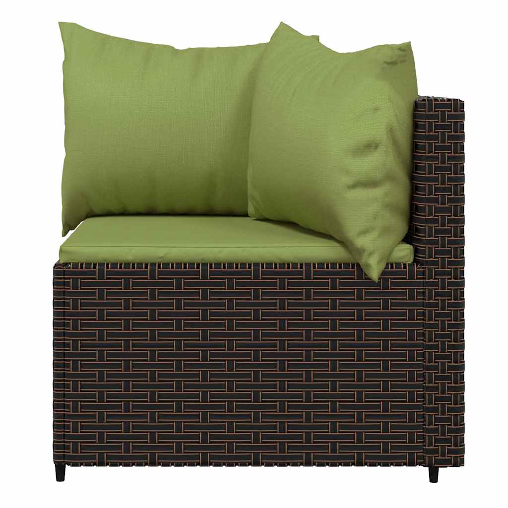 hjørnemoduler til havesofa 2 stk. med hynder polyrattan brun