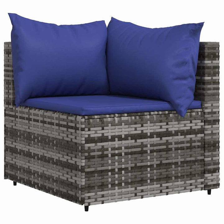 hjørnemoduler til havesofa 2 stk. med hynder polyrattan grå