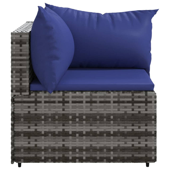 hjørnemoduler til havesofa 2 stk. med hynder polyrattan grå