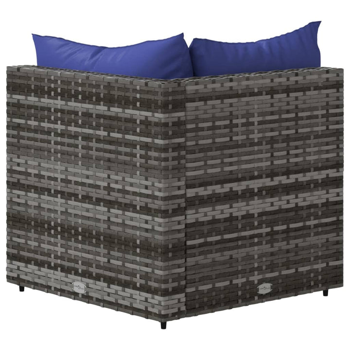 hjørnemoduler til havesofa 2 stk. med hynder polyrattan grå