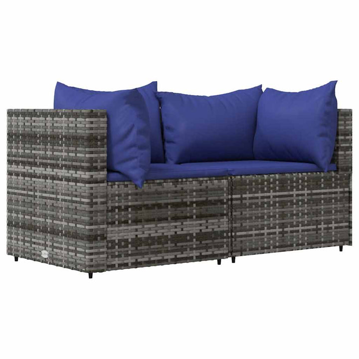 loungesæt til haven 3 dele med hynder polyrattan grå