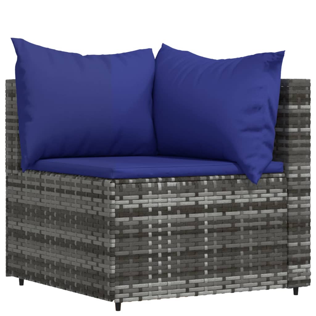 loungesæt til haven 4 dele med hynder polyrattan grå