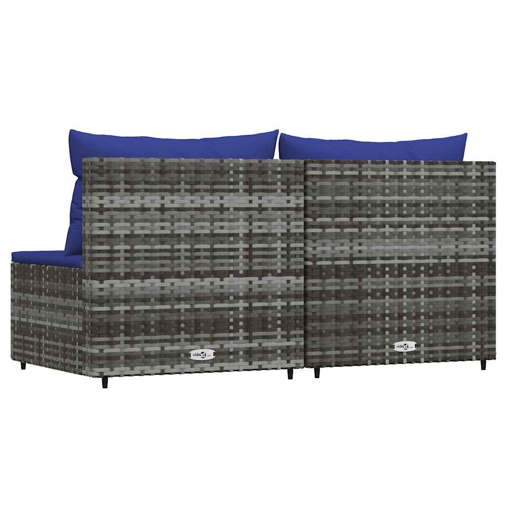 midtermoduler til havesofa 2 stk. med hynder polyrattan grå