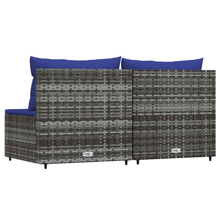 midtermoduler til havesofa 2 stk. med hynder polyrattan grå