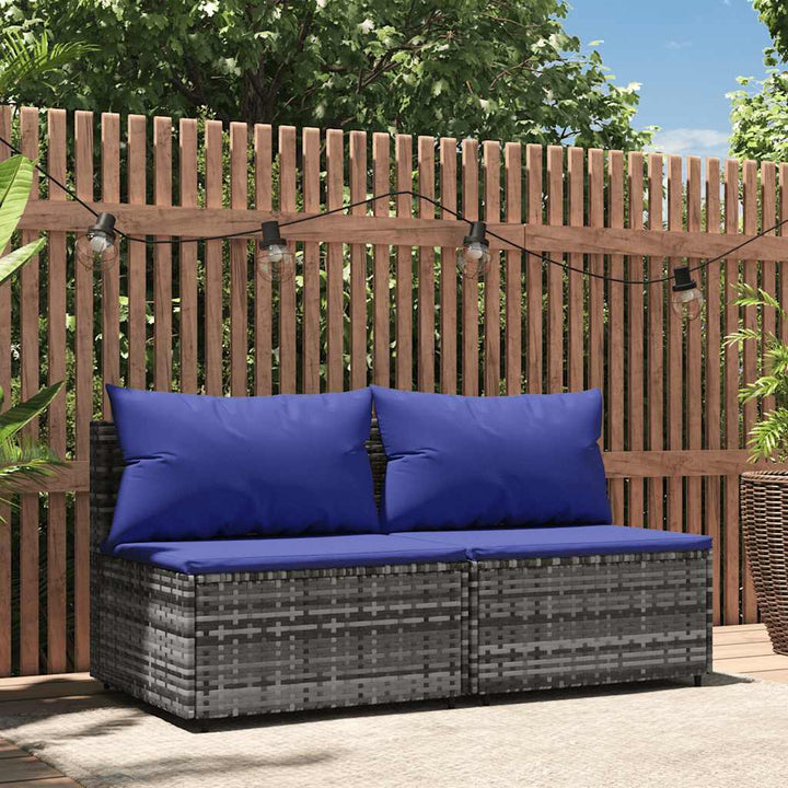 midtermoduler til havesofa 2 stk. med hynder polyrattan grå