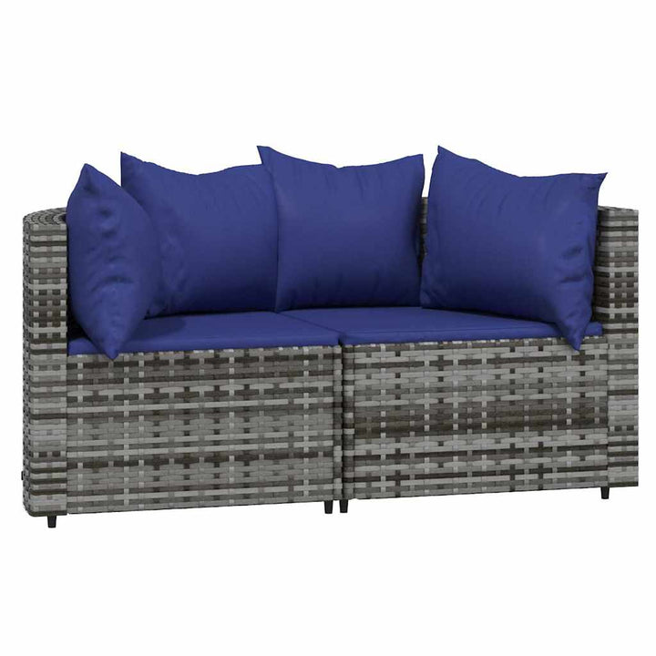 hjørnemoduler til havesofa 2 stk. med hynder polyrattan grå