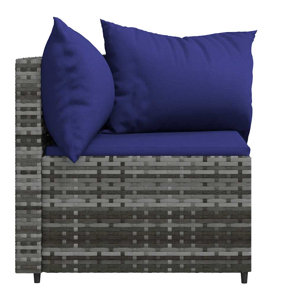 hjørnemoduler til havesofa 2 stk. med hynder polyrattan grå