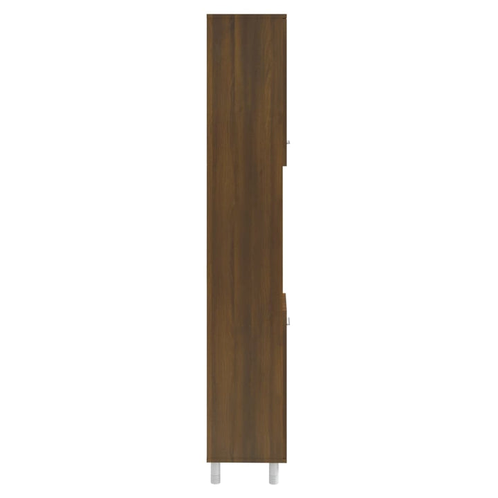 badeværelsesskab 30x30x179 cm konstrueret træ brunt egetræ