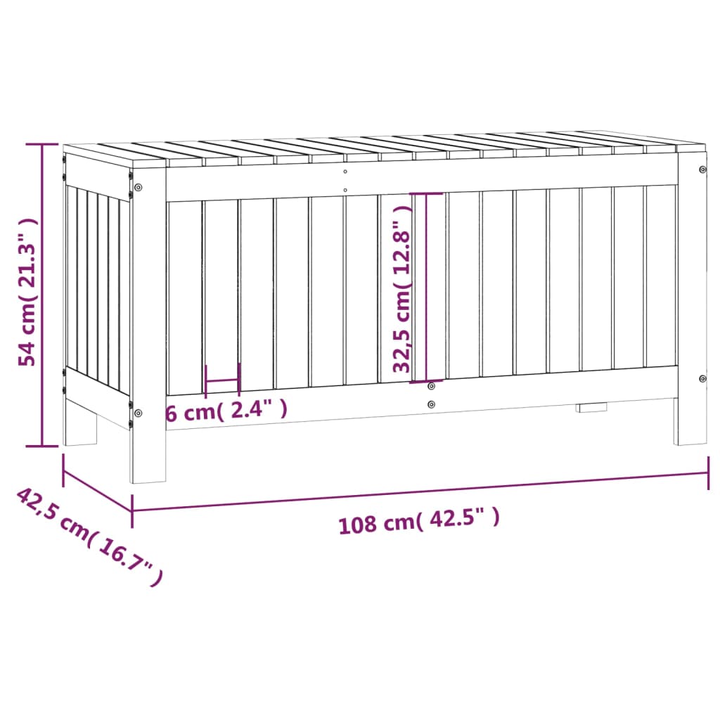 havekasse 108x42,5x54 cm massivt fyrretræ hvid