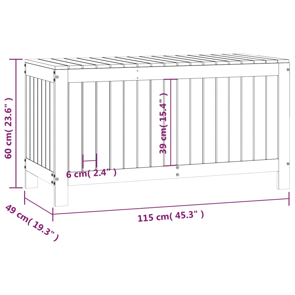 havekasse 115x49x60 cm massivt fyrretræ gyldenbrun