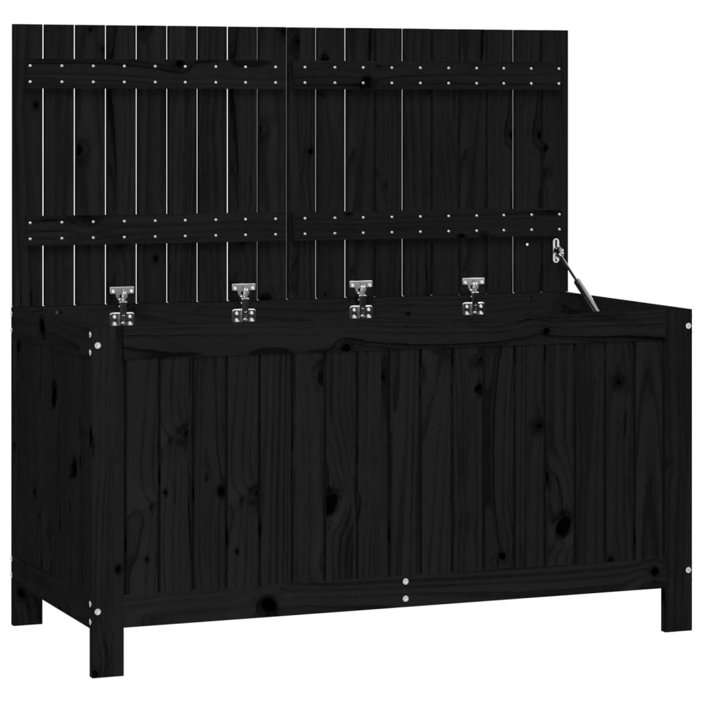 opbevaringskasse til haven 121x55x64 cm massivt fyrretræ sort