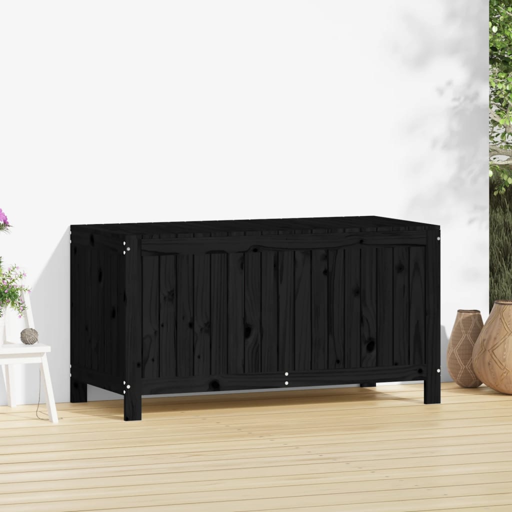opbevaringskasse til haven 121x55x64 cm massivt fyrretræ sort