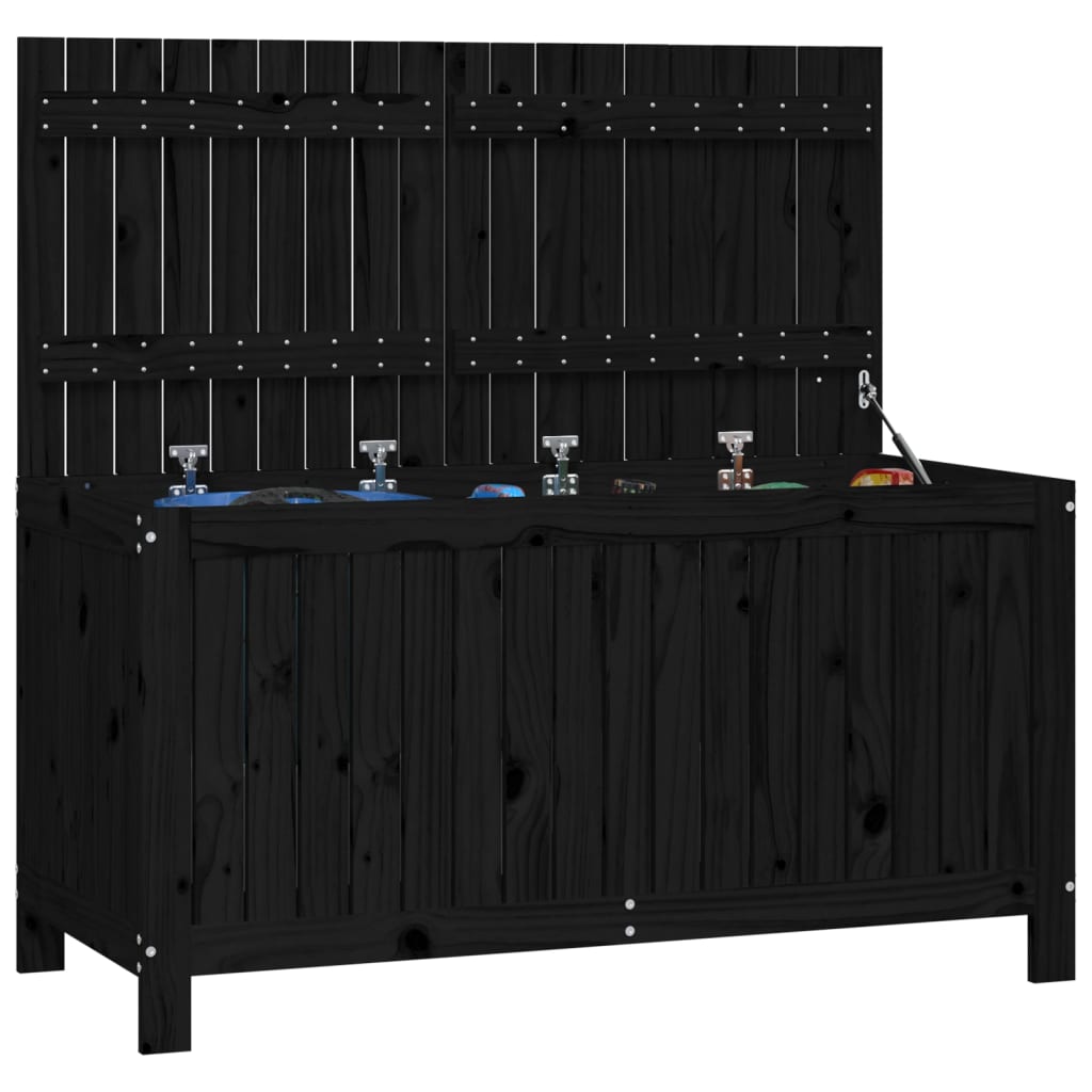opbevaringskasse til haven 121x55x64 cm massivt fyrretræ sort