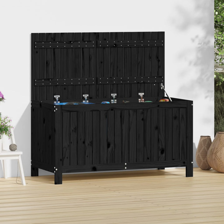 opbevaringskasse til haven 121x55x64 cm massivt fyrretræ sort
