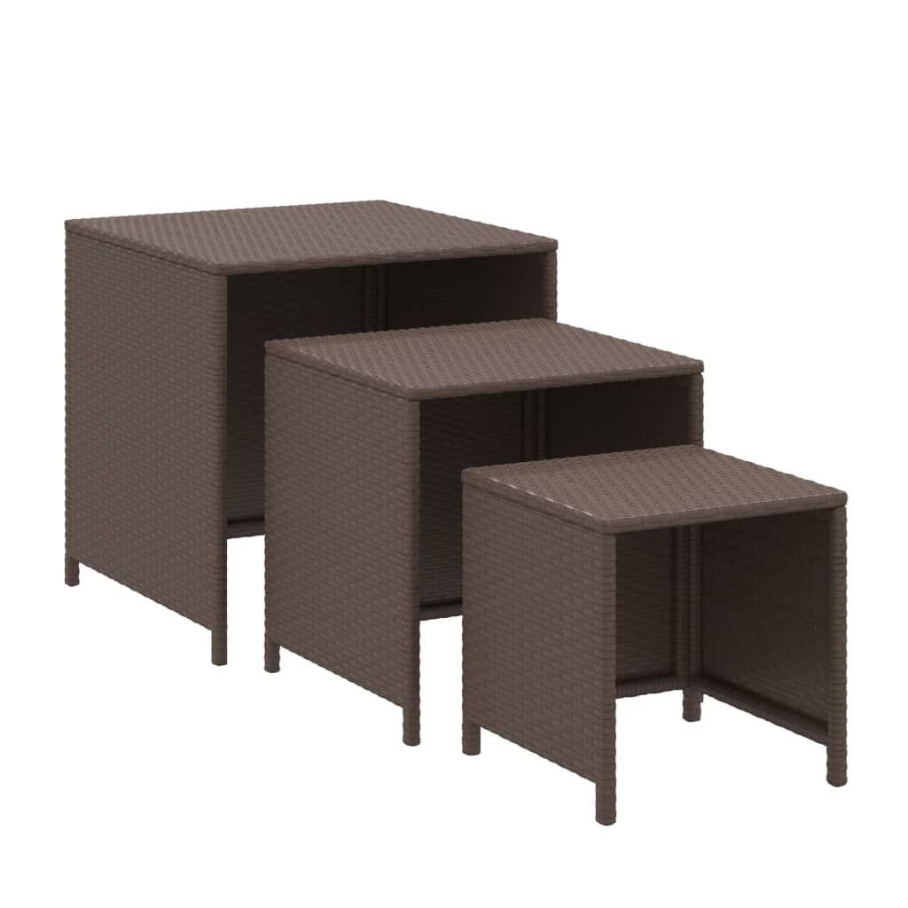 indskudsborde 3 stk. polyrattan brun