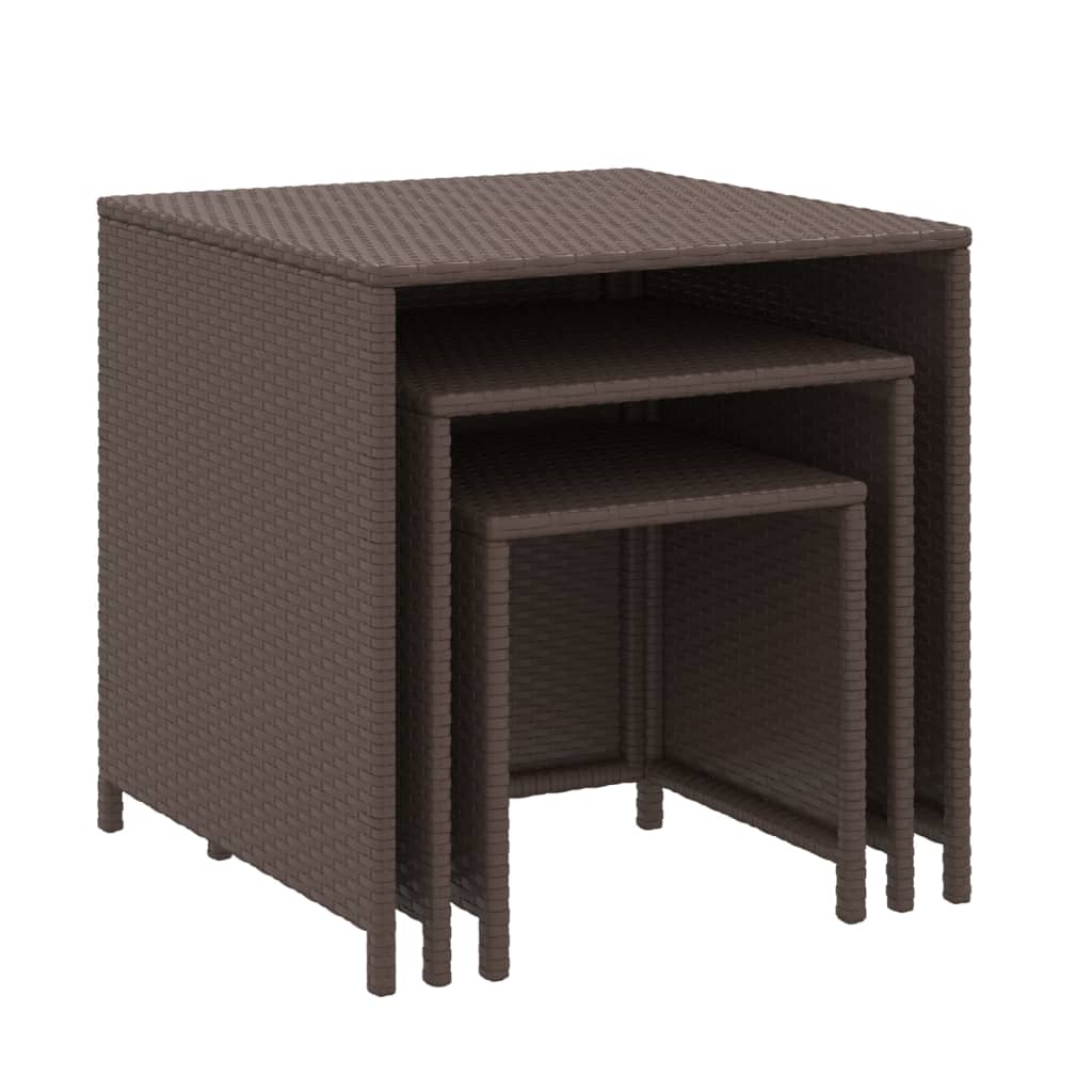 indskudsborde 3 stk. polyrattan brun