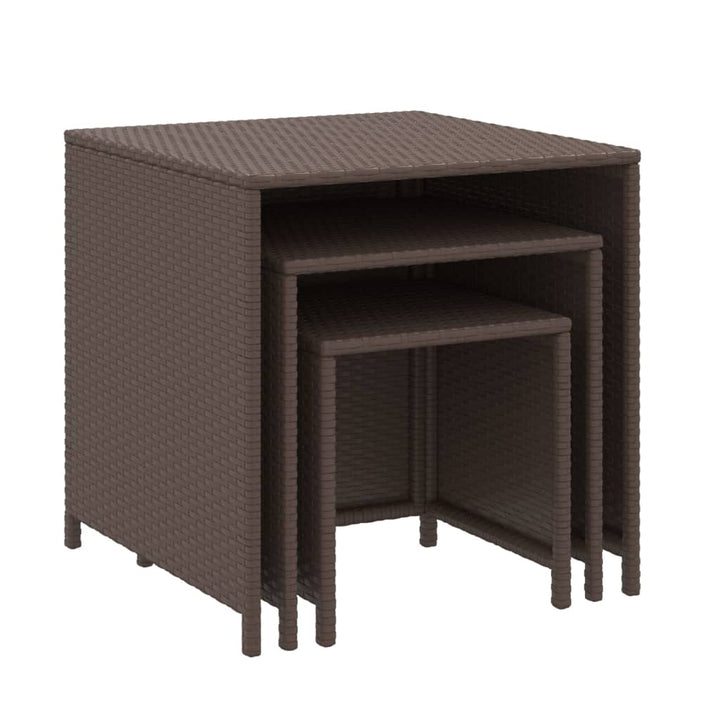 indskudsborde 3 stk. polyrattan brun