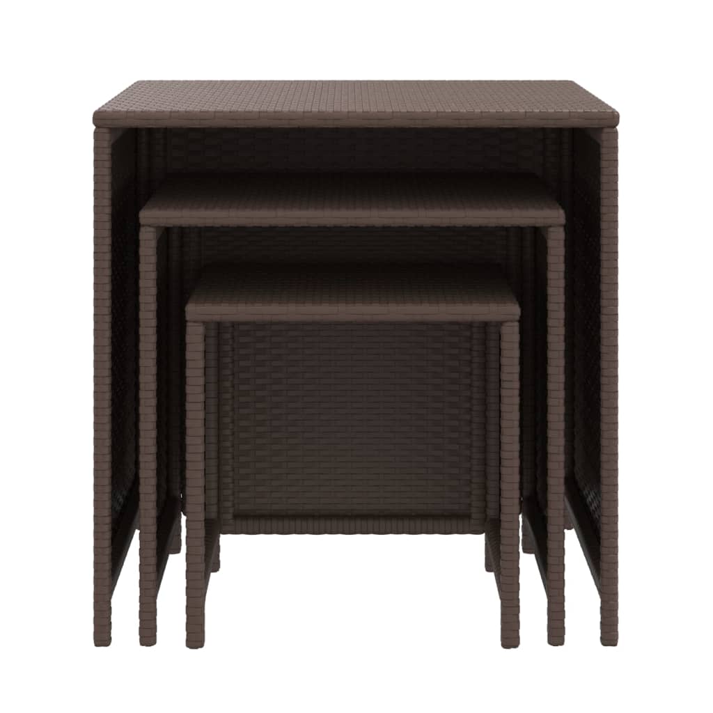 indskudsborde 3 stk. polyrattan brun