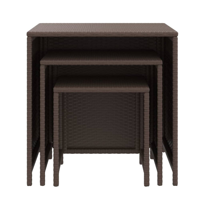 indskudsborde 3 stk. polyrattan brun