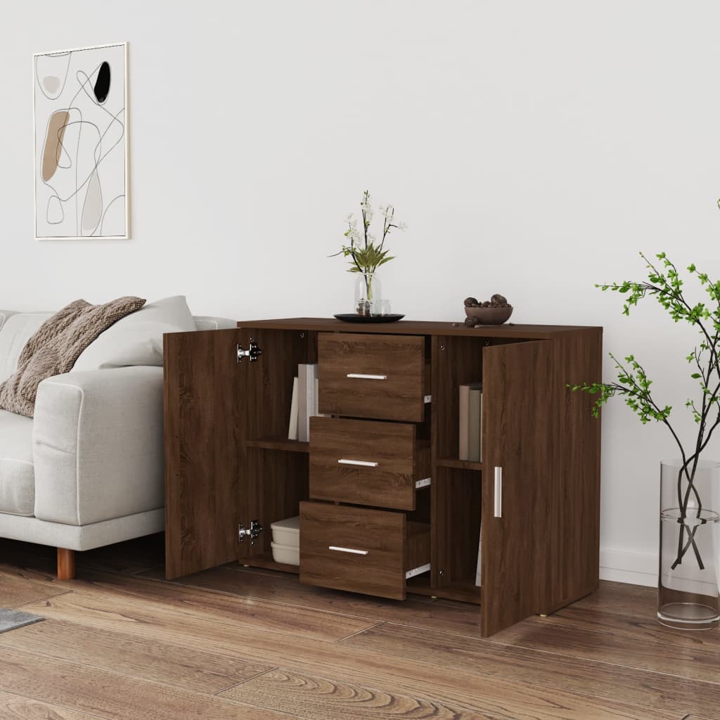 skænk 91x29,5x65 cm konstrueret træ brun egetræsfarve