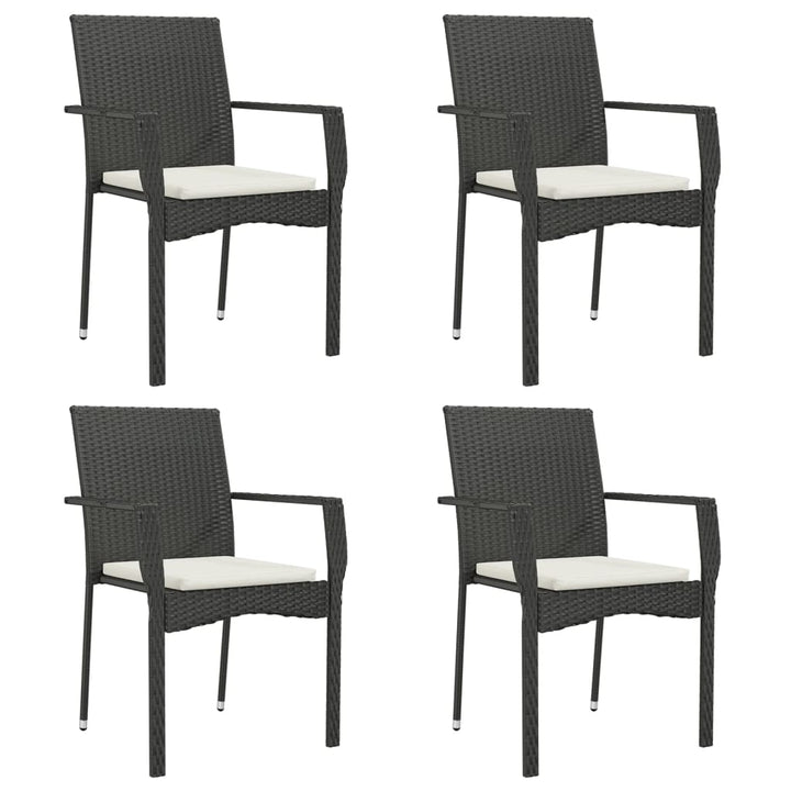 havestole med hynder 4 stk. polyrattan sort
