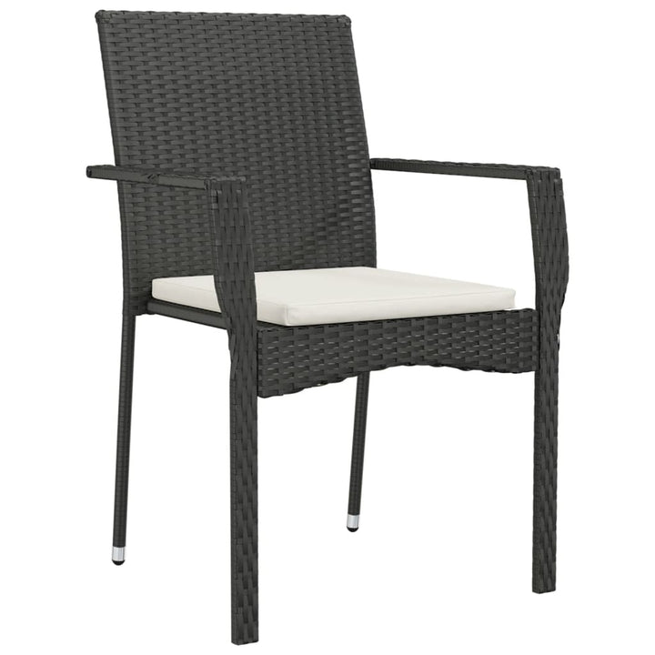 havestole med hynder 4 stk. polyrattan sort
