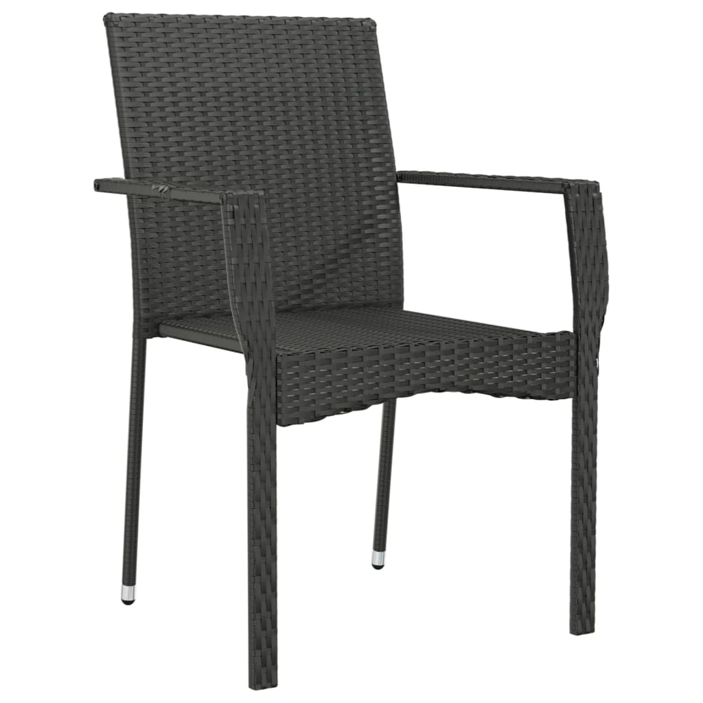 havestole med hynder 4 stk. polyrattan sort